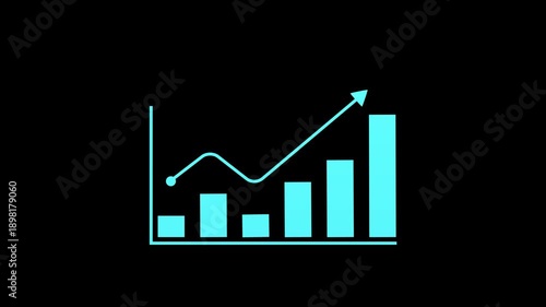 Business Graph Icon Animation with Rising Arrow | 4K Corporate Growth Stock Video