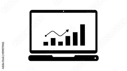 Laptop computer icon with business bar graph chart vector illustration. 4k stock video