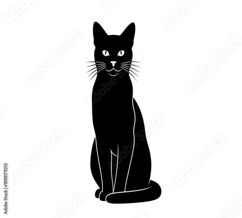 Minimalist Cat Silhouette Vector for Pet Care and Logo