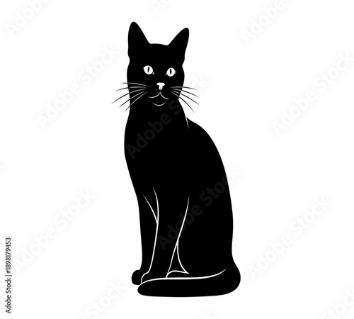 Minimalist Cat Silhouette Vector for Pet Care and Logo