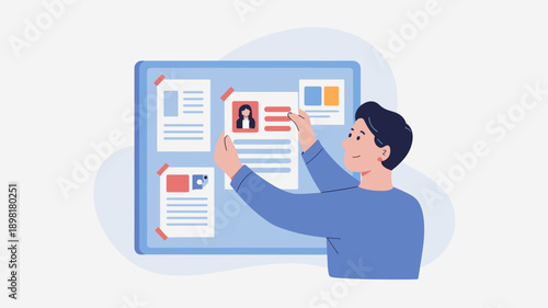 Public service announcement board displaying official notices and citizen information communication concept