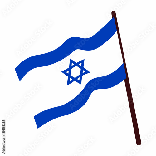 Waving Flag of Israel Illustration with Star of David - National Symbol Vector Icon