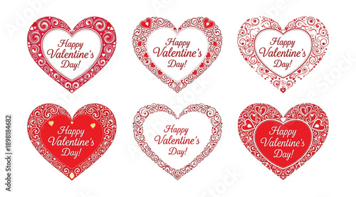 A set of valentines day hearts with sparkly borders