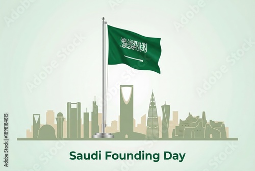 Wallpaper Mural Saudi founding day poster illustration. Torontodigital.ca