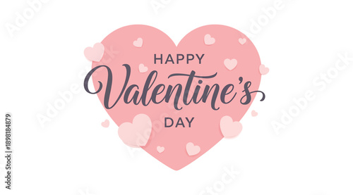 A pink heart with happy valentine's day text