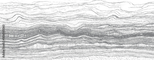 Detailed cross section of geological strata showing sedimentary rock layers and formations geology