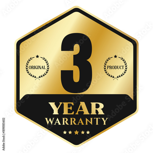 3 Year Warranty Premium Badge on Transparent Background png