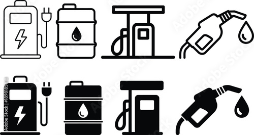 Diverse energy sources and fuel types represented by various icons.