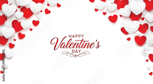 A valentine's day greeting card with red and white hearts