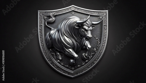 Charging Bull Shield Emblem – Symbol of Strength and Power