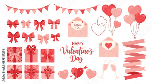A valentine's day themed paper cutout set