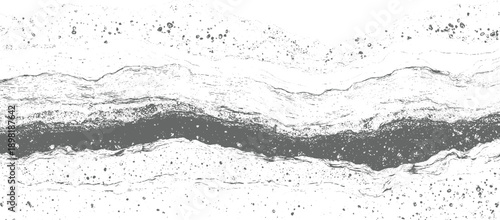 Abstract grayscale textured horizontal bands with scattered dots and wavy lines