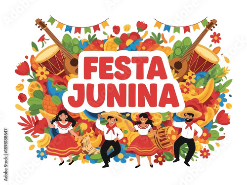 Vibrant festa junina celebration with music and dance