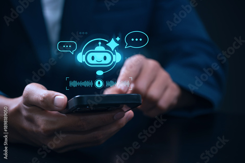 Photos voice enabled AI chatbot assistant on mobile device