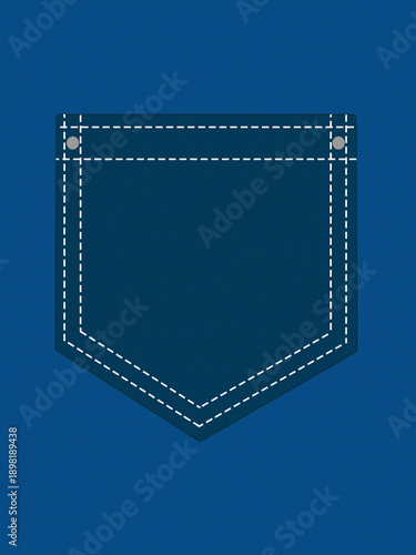 poche de couleur bleue avec surpiqûres blanches