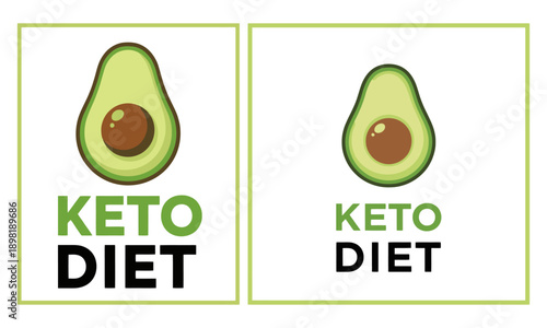 Avocado Keto Diet Icons Set for Healthy Low Carb Nutrition