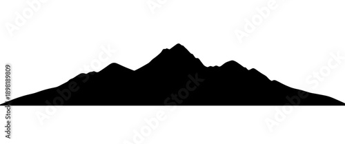 Black mountain peak silhouette forming a bold natural landscape shape isolated on white background representing nature wilderness and elevation