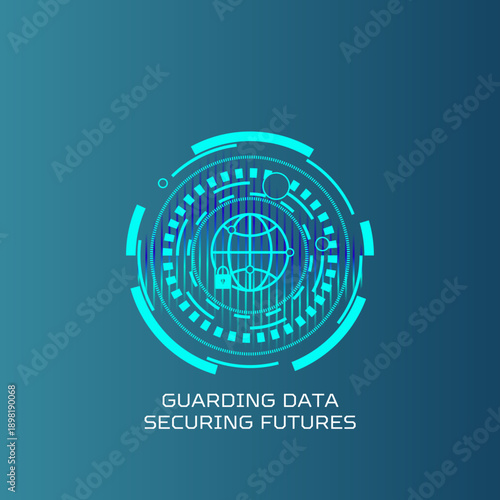 Identity Theft Protection Cybersecurity Digital Identity Protection modern illustration symbolizing cybersecurity and personal data protection, shield security, fingerprint authentication, password