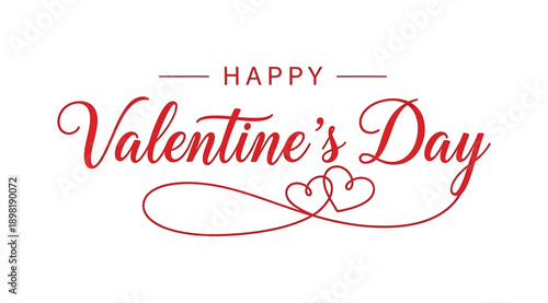 A happy valentine's day message with red text and decorative hearts