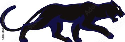 panther mascot silhouette stalking predatory cat vector illustration