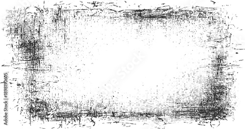 Black and white textured grunge border with distressed scratches and vertical lines