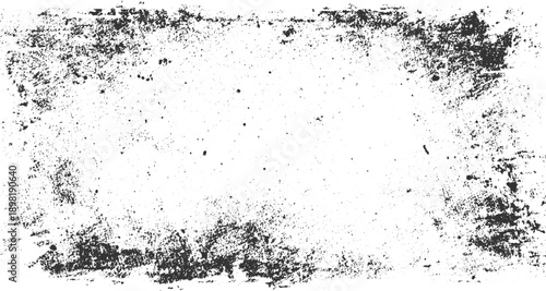 Black Speckled Grunge Texture Border Overlay on White Background