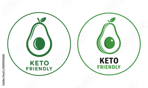 Keto friendly avocado diet label vector