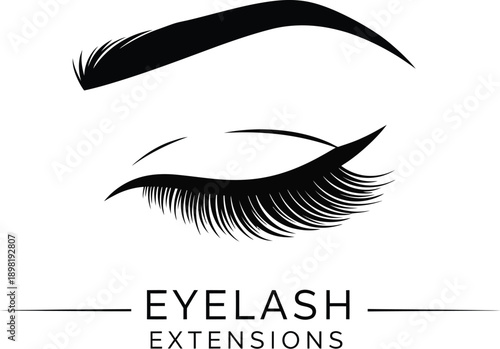Stylized close-up of an elegant eye with dramatic eyelashes, perfect for lash extension services.
