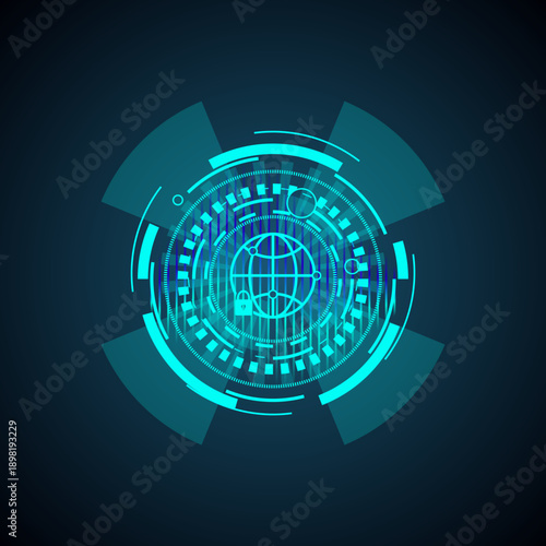Identity Theft Protection Cybersecurity Digital Identity Protection modern illustration symbolizing cybersecurity and personal data protection, shield security, fingerprint authentication, password