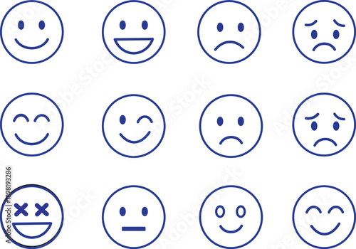 Expressive Faces: A collection of simple, yet expressive, circular faces illustrating a range of human emotions, perfect for conveying moods, feelings, and reactions.