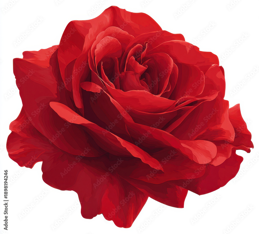 Naklejka premium Stunning red rose with intricate petals showcases elegance and beauty, symbolizing love and passion. This vector illustration captures essence of nature artistry