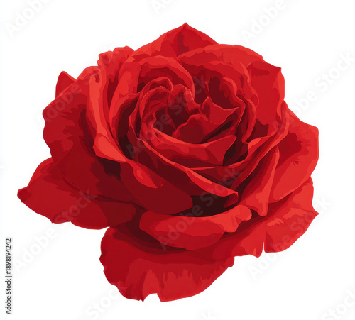 Stunning vector illustration of elegant red rose, showcasing its intricate petals and vibrant color. This artwork captures beauty and grace of nature, evoking feelings of love and admiration