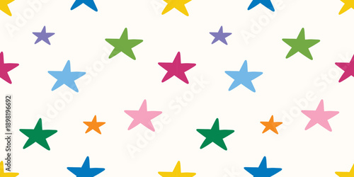 Seamless pattern with colorful stars on a light background for party or kids birthday