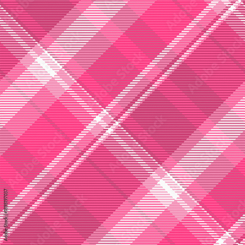 Apartment fabric textile pattern, strong plaid texture tartan. Book background seamless check vector in pink and white colors.