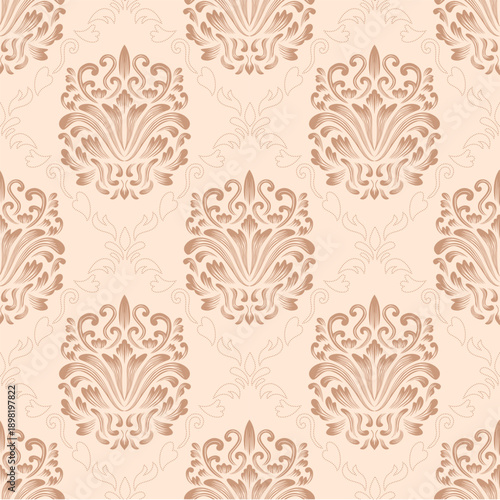Damask seamless repeat element pattern. Beautiful luxury vintage floral damask vector illustration. Design for wallpaper, decorative, texture, textile, ornament, wrapping, shirts, clothing