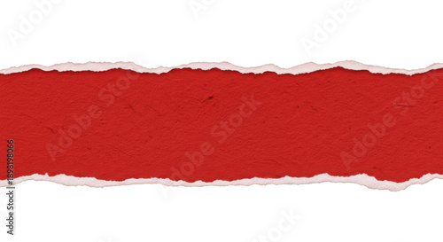 Wallpaper Mural A strip of textured red paper with realistic torn edges, blank for text. Isolated on transparent background, png Torontodigital.ca
