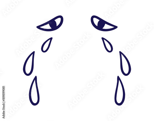 tears drop, eyes and tears doodle hand drawn icon. Outline drawing line clipart symbol 