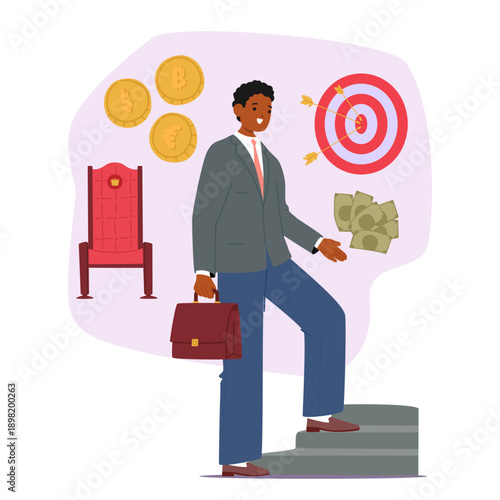 Traditional masculine stereotypes including financial success, career ambition vector illustration