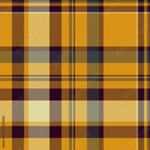 Man check plaid fabric, open tartan vector seamless. Spring background pattern texture textile in dark and amber colors.