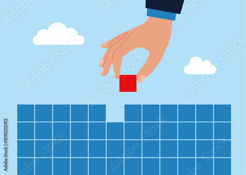 Logical thinking. Puzzle of financial management. Modern vector illustration in flat style