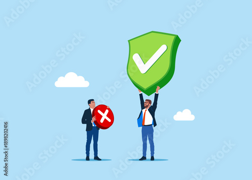 Choosing option between yes and no to a question. Choice, problem and decision concept and evaluating feedback. Flat vector illustration.