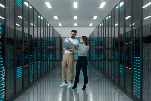 Scene of coworkers discussing data center insights