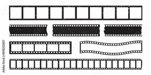 Collection of film strips and photographic negative frames in black and white