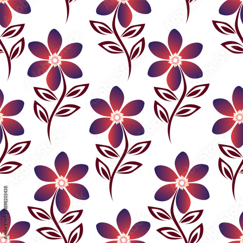 Vector floral pattern in doodle style with flowers and leaves. Gentle colors, spring floral background. Can be used for wallpaper, pattern fills, surface textures, fabric prints