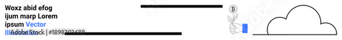 Cloud computing, branding, minimalism, graphic design, digital marketing, content creation. Thin outlined cloud and a trademark symbol. Cloud computing and branding