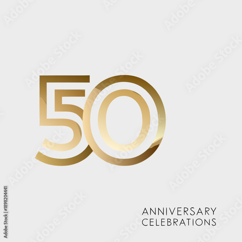 Golden number fifty with anniversary text displayed below the design