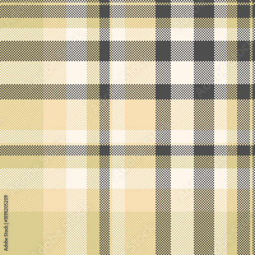 Retro vector background fabric, occupation textile texture pattern. Cute tartan check plaid seamless in yellow and sea shell colors.