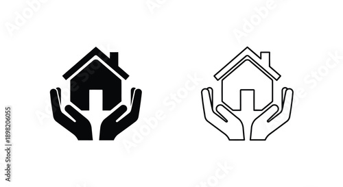 Protecting homes with caring hands a symbolic representation silhouette