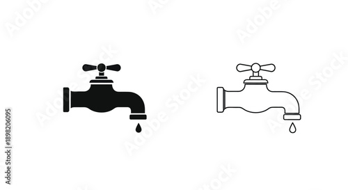 Two faucet icons one filled and one outlined in a simple silhouette