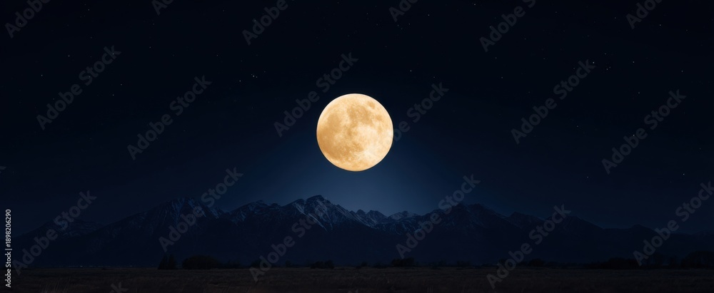 Fototapeta premium the luminous full moon shines vividly over the vast tranquil night sky